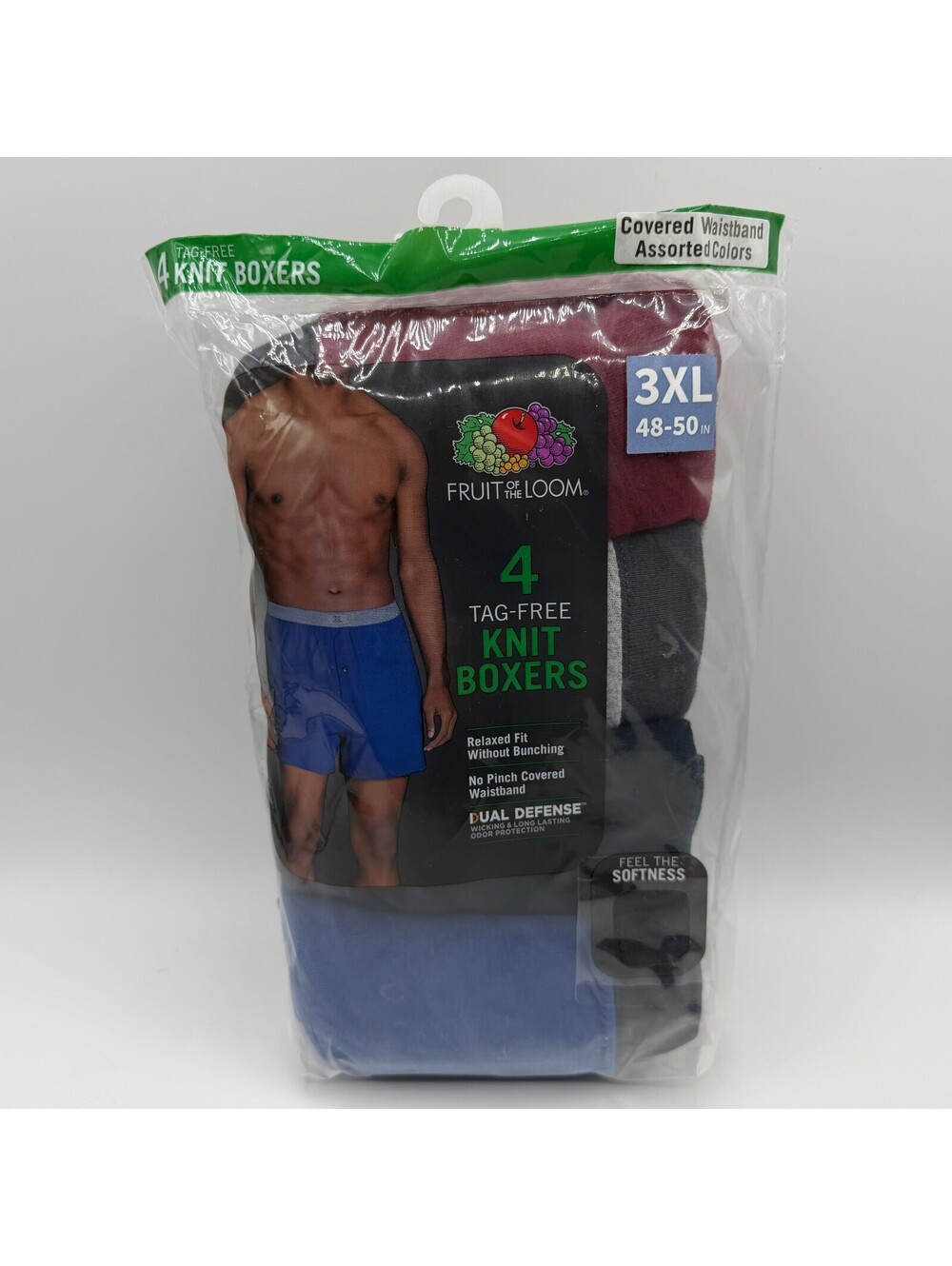 Fruit of the Loom Men's 4 Pack  Knit Boxers 3XL 48-50 Assorted Colors NEW